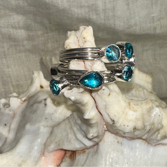 Blue Topaz multi-gem handcrafted adjustable ring - Picture 6 of 10